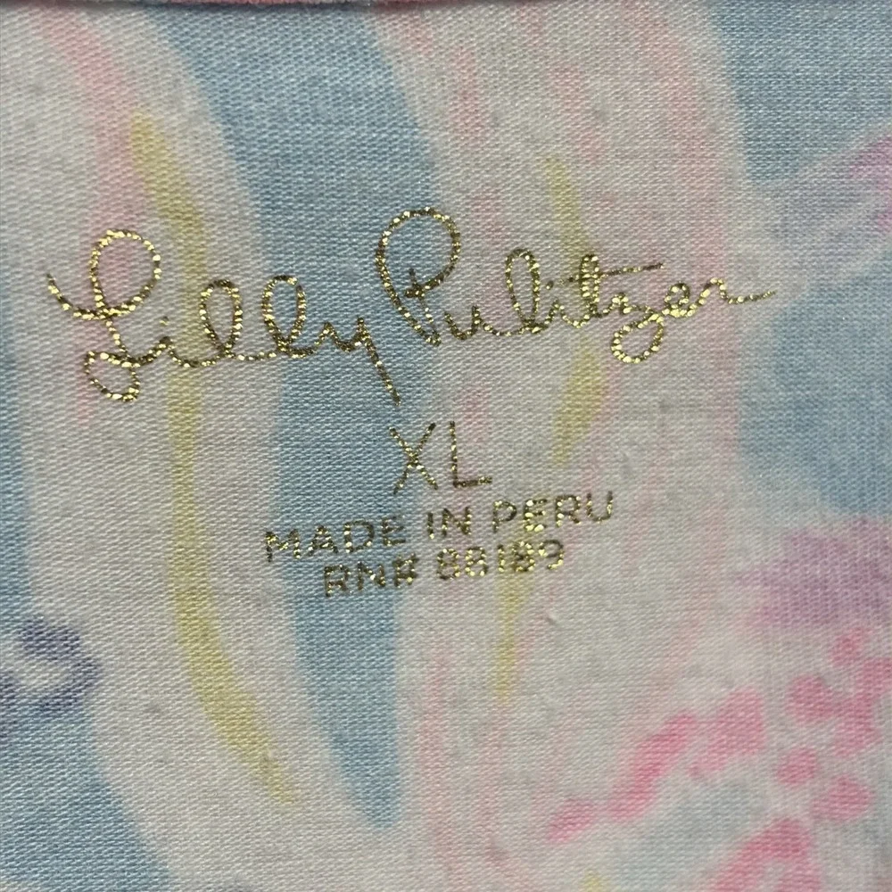 Lilly Pulitzer Finn Top Women's XL Blue Floral Boat Neck Long Sleeve Pima Cotton - Picture 6 of 7